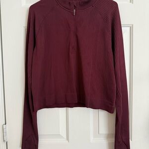 Women's Burgundy Ribbed Top